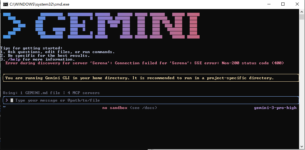 Gemini CLI first run